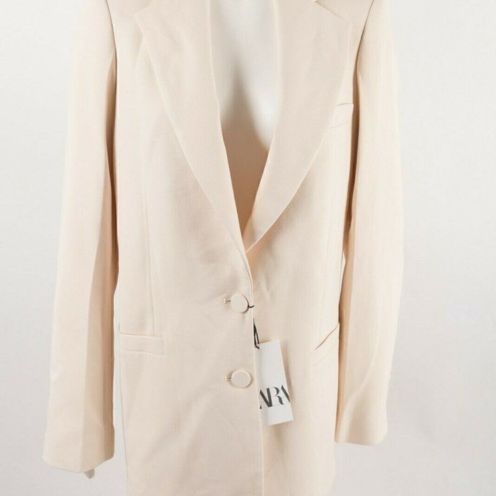 Zara Womens Blazer Jacket XS-Small Ecru Off White